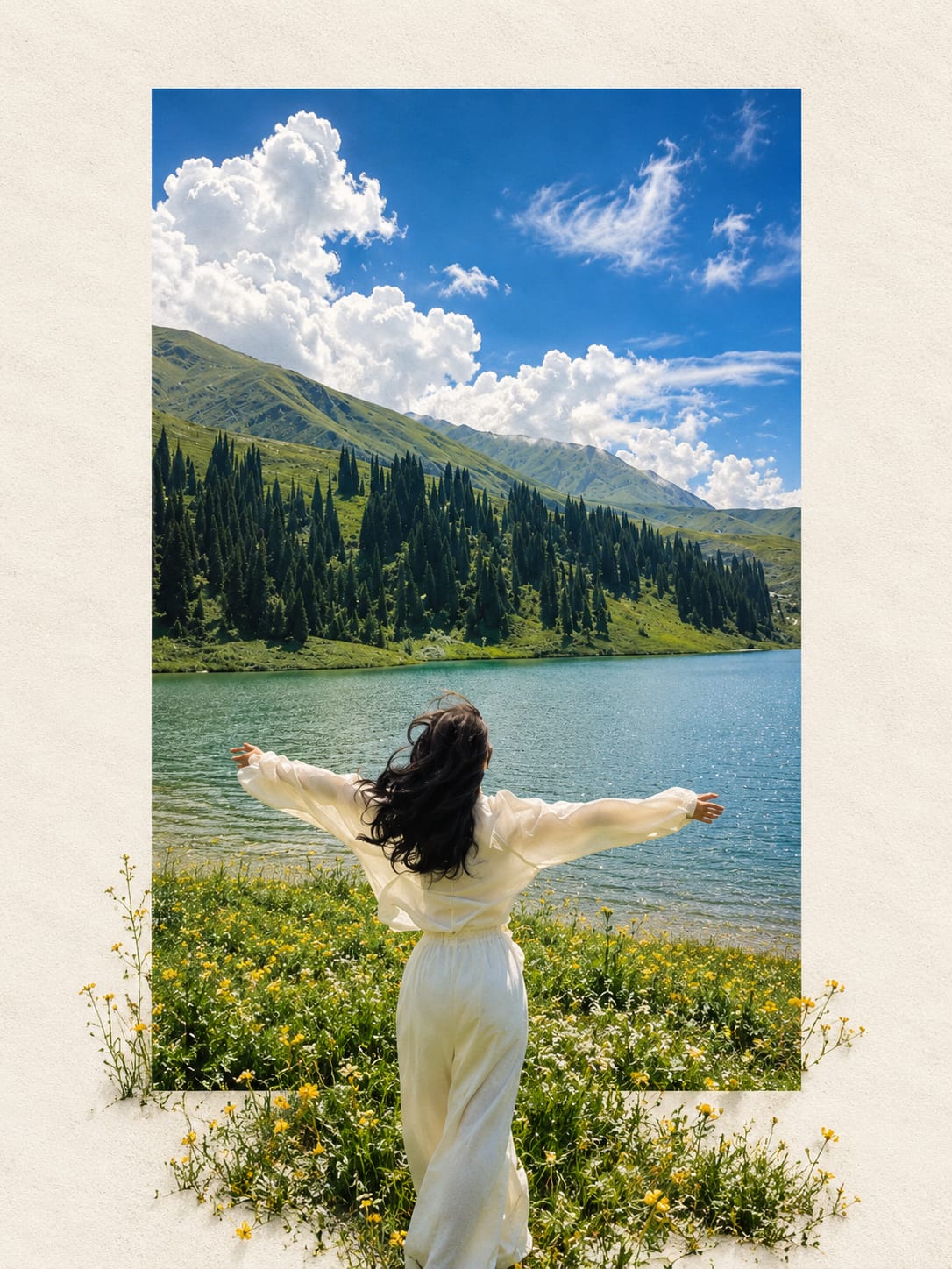 Minimalist Editorial Collage Photo Editing Prompt – Luxury Travel Aesthetic